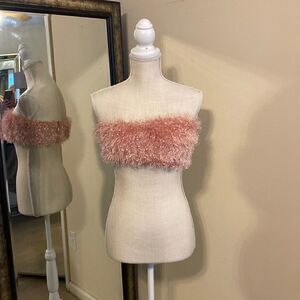 Fashion Nova faux fur fringe tube top. Size medium.